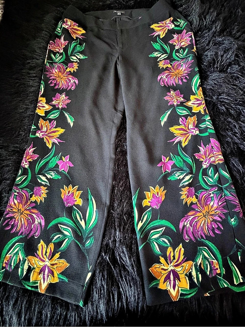 INC International Concepts Floral Wide-Leg Pants Black Size 20W